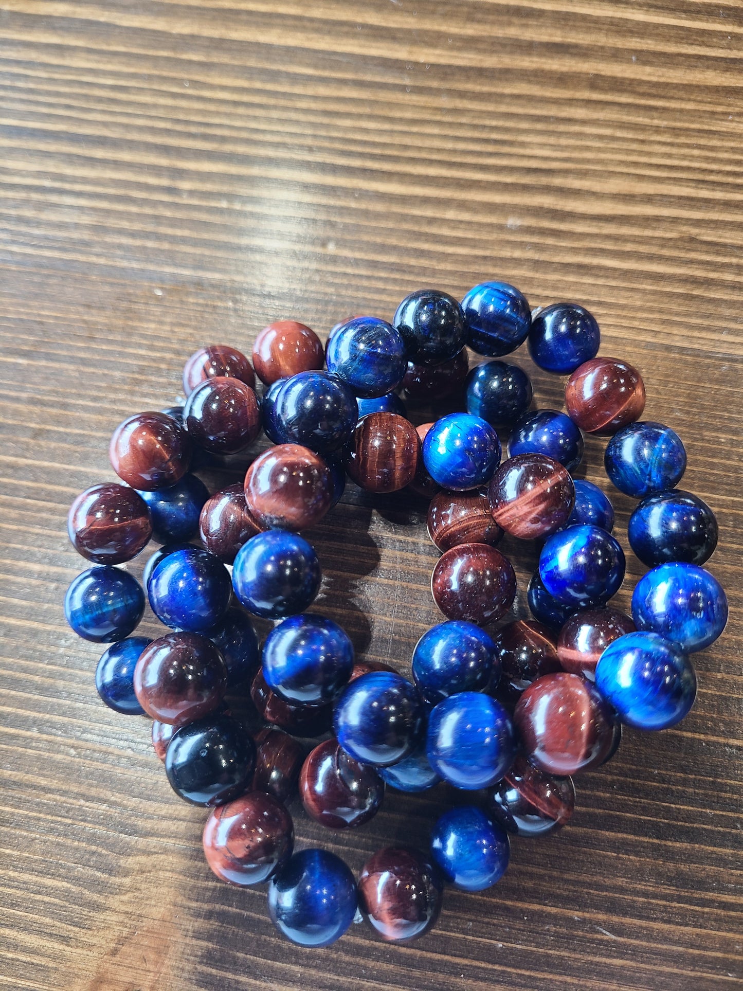 Sky blue and Red Tiger Eye Mix Beaded Bracelet