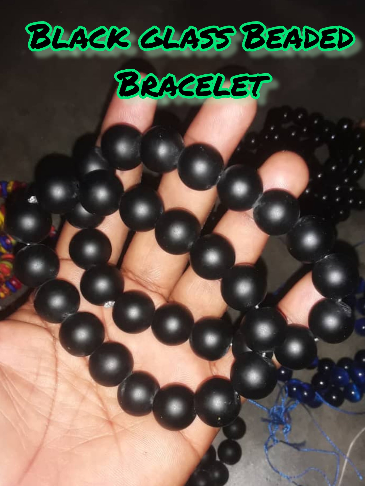 Black Glass Beaded Bracelet